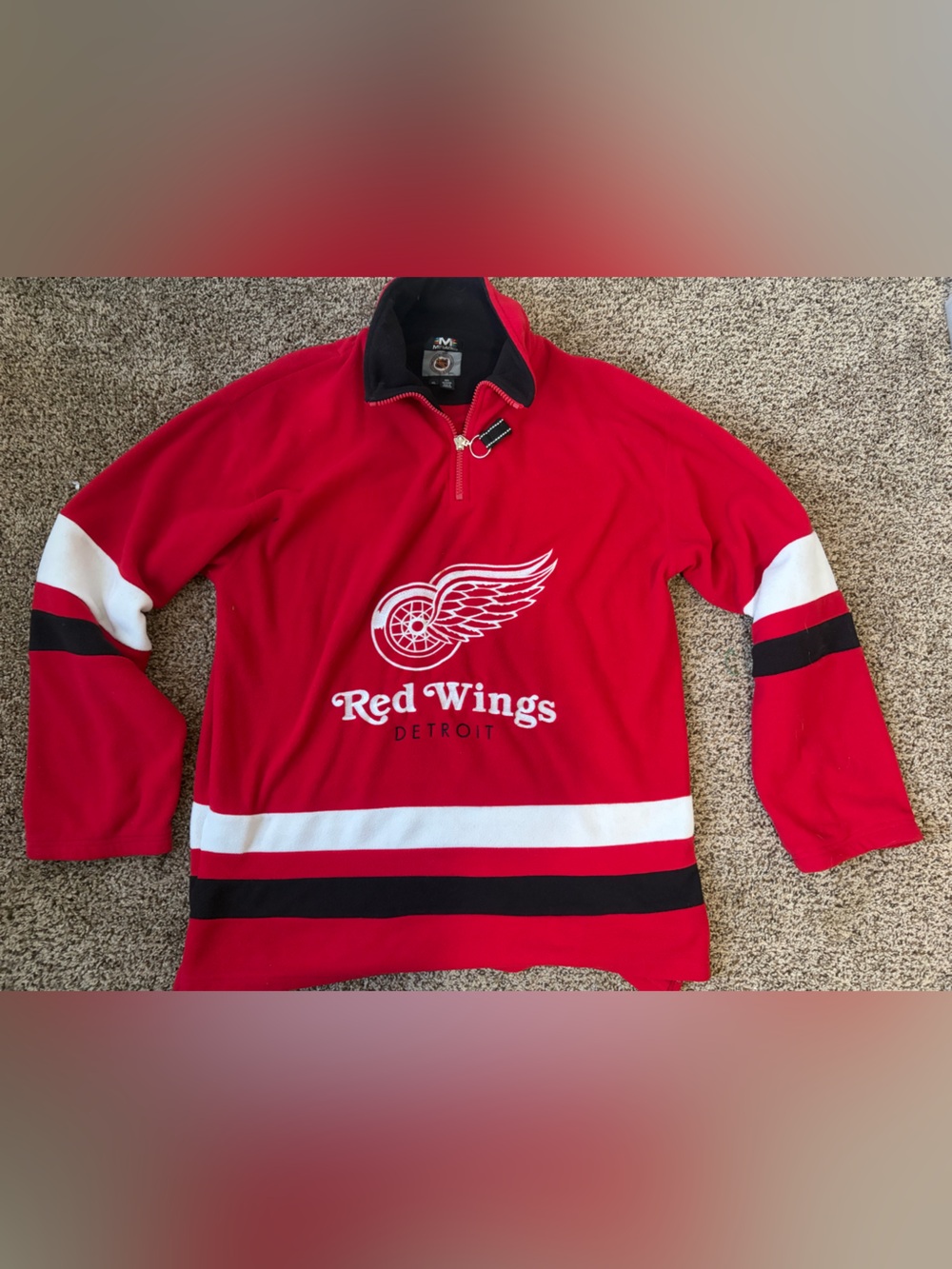 NHL Mirage Detroit Red Wings XL Red Hockey Quarter Zip Pullover Vintage 90s